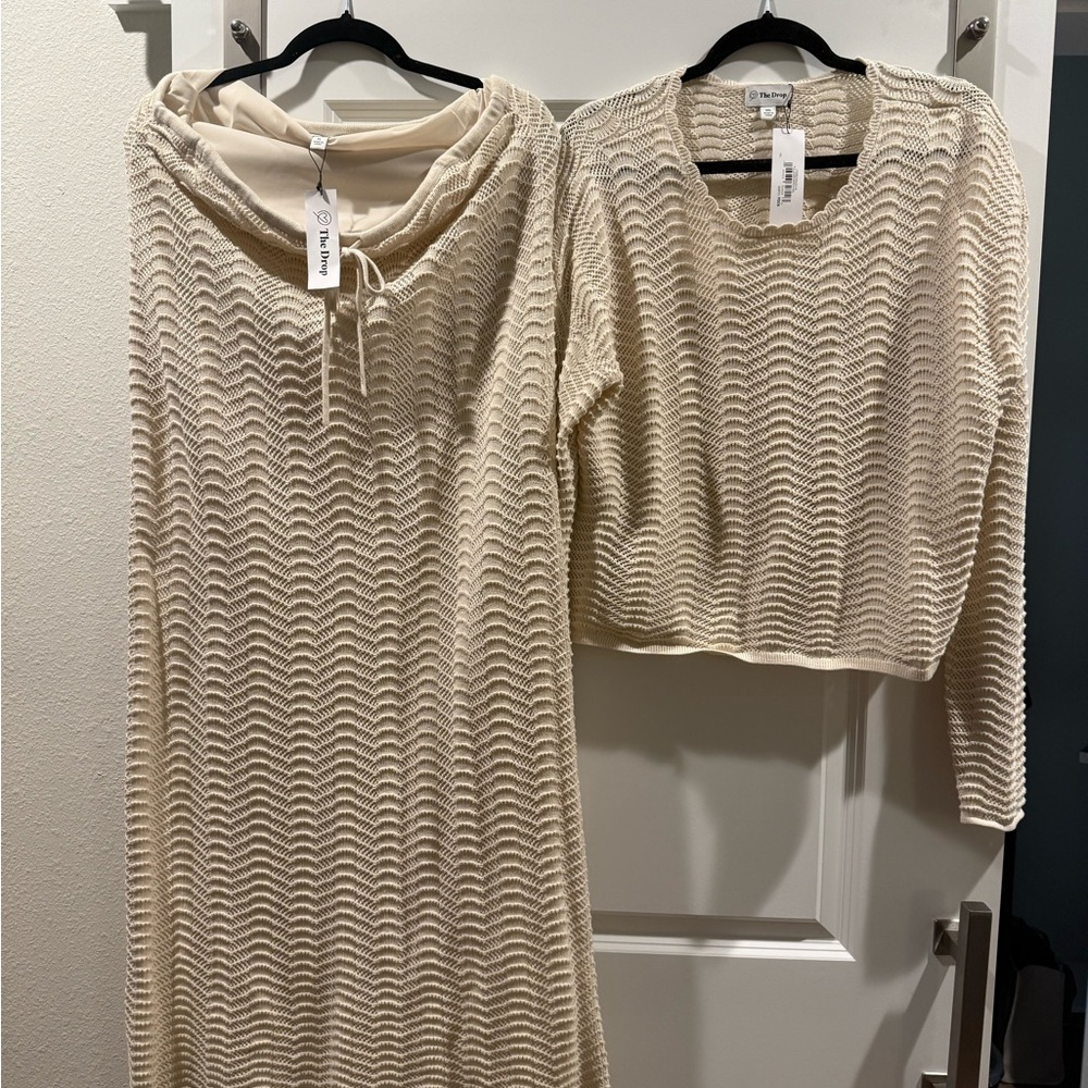 Cream Maxi Sweater Skirt Set